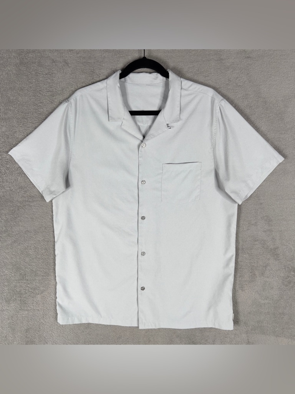 Vuori Seaport Button Up Shirt Men's Large Sky Grey Heather Camp Collar